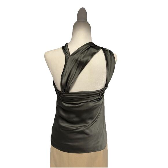 Ralph Lauren Black Label Silk Blouse One Shoulder Satin Top Halter Twist Tank 8 - Picture 4 of 13